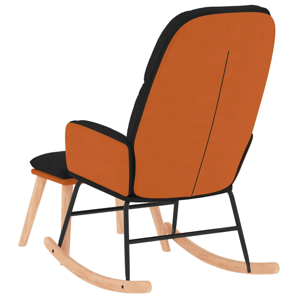 Un Fauteuil à Bascule Idéal pour l'Allaitement. De couleur noir et en simili cuir.