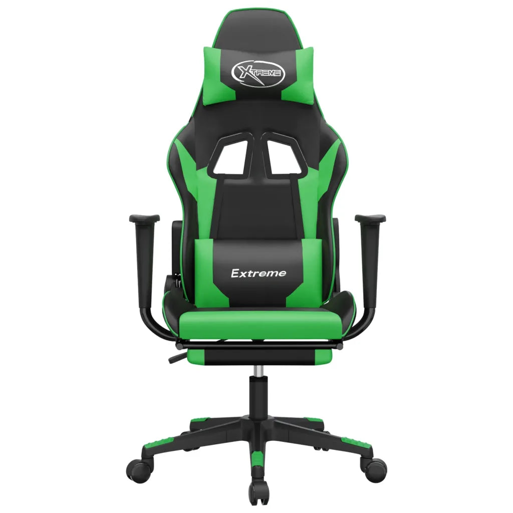 Fauteuil parfait pour les Gamers : couleur noir et vert.