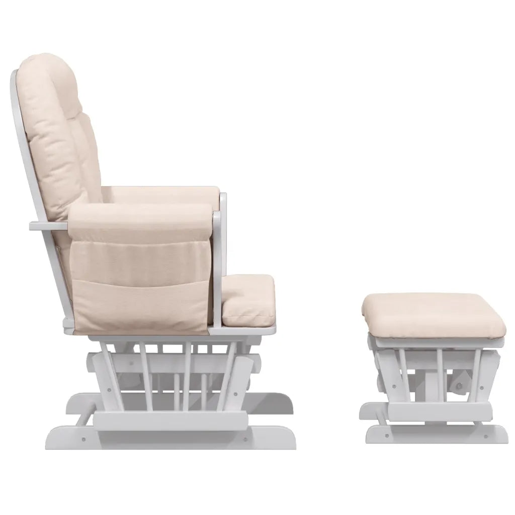 Un Fauteuil de couleur rose clair et blanc, parfait pour les Mamans qui Allaitent.