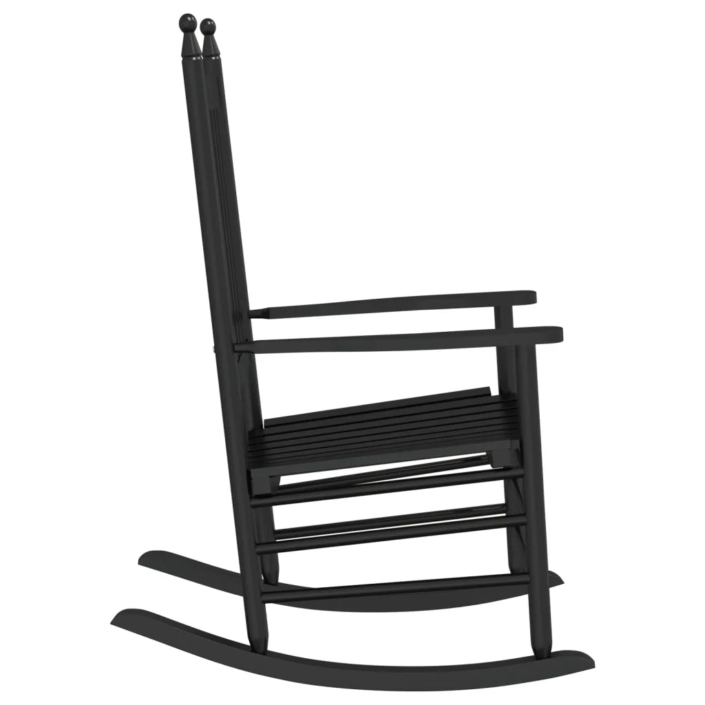 Deux Fauteuils Rocking Chair d'Extérieur noir en bois de peuplier.