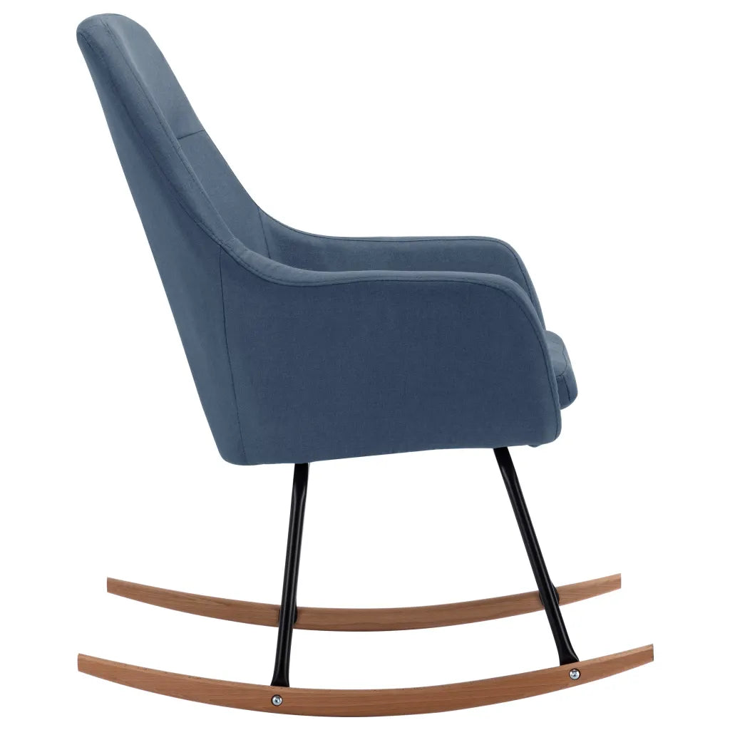 Un petit Fauteuil Idéal pour l'Allaitement, recouvert avec du tissu de couleur bleu.