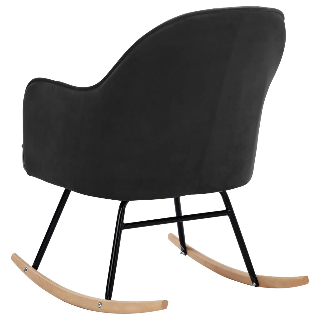 Un Petit Fauteuil à Bascule en velours gris/noir.