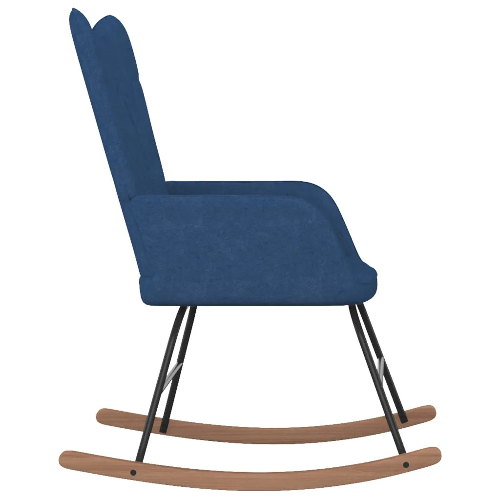 Un Siège à Bascule Bleu avec son tabouret bleu également.